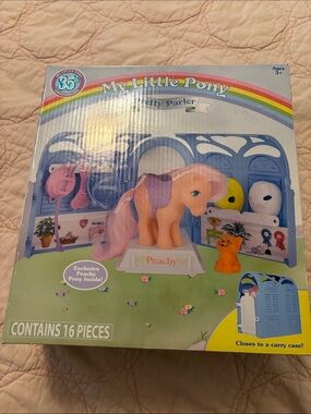 My Little Pony Pretty Parlor Peachy 35th Anniversary 16 Pc Set Carry Case Retro